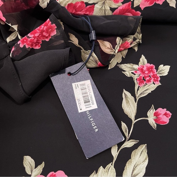 NWT Tommy Hilfiger Floral Chiffon Boho Maxi Dress 3/4 Sheer Flutter Sleeve Sz 12 - Picture 6 of 9